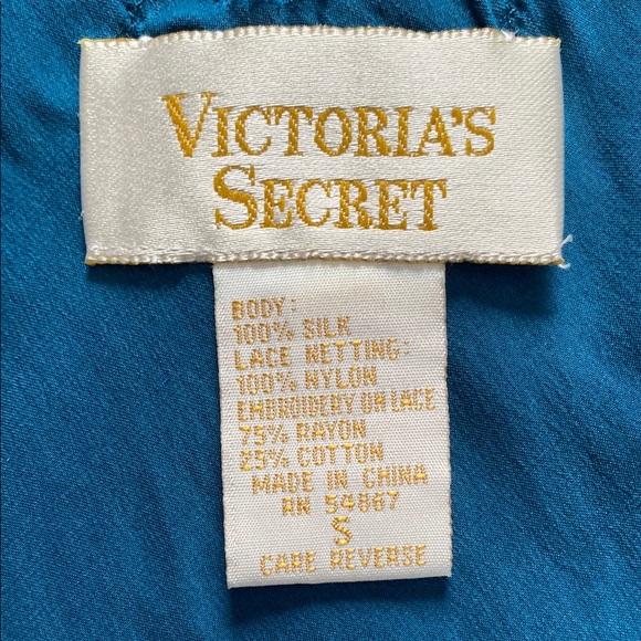 Victoria’s Secret Teal Lace Trim Slip Dress Lingerie - Picture 2 of 7